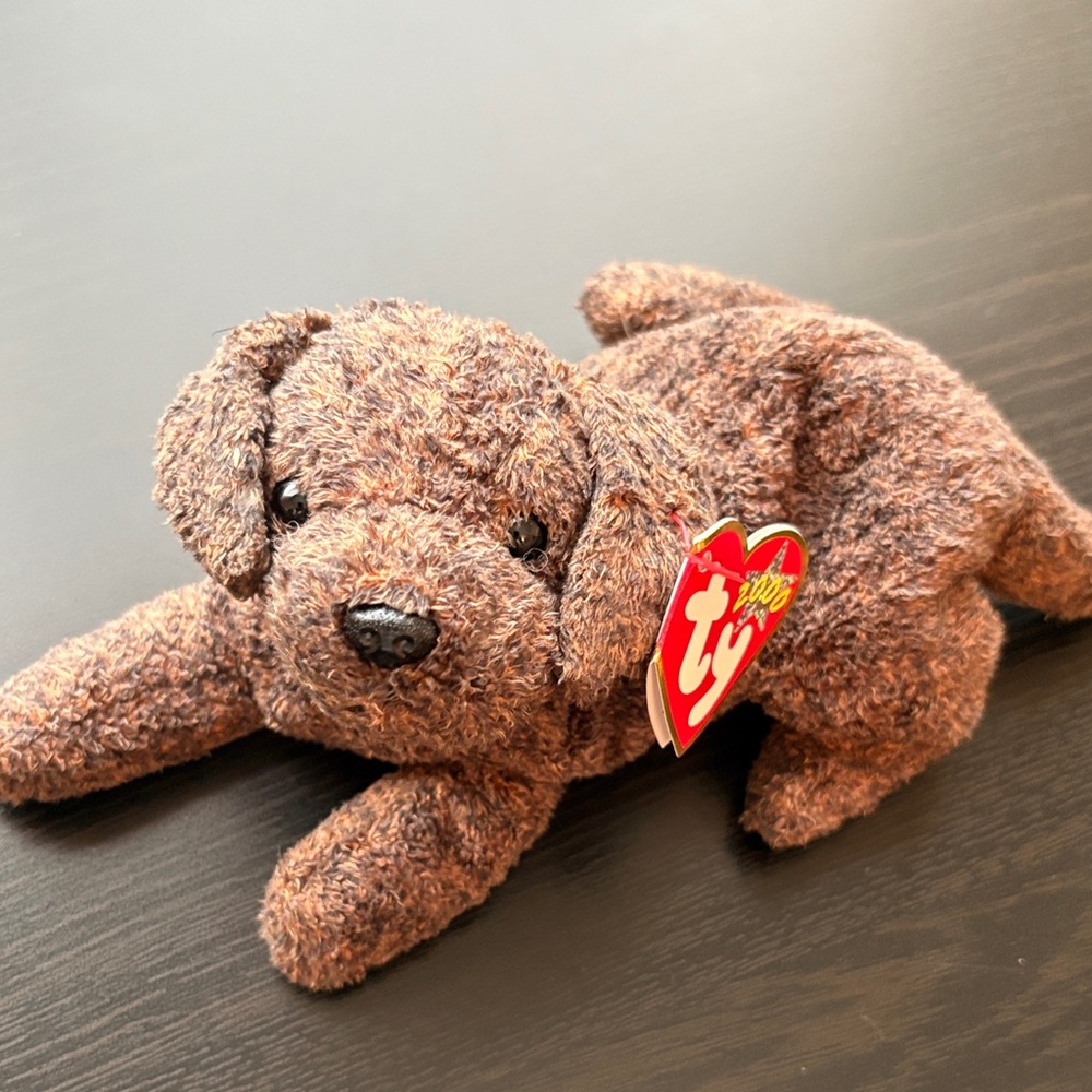 Ty Beanie Babies FETCHER Brown Plush Puppy